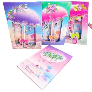 Notebook 20.5*14cm/50 sheets "JO" /DSCN2350/ "Umbrella, butterflies" in a box. with lock, mix (1/60)