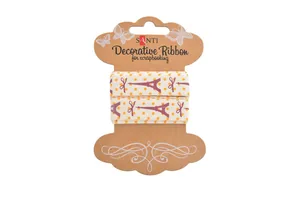 Gift wrapping tape "Santi" /741334/ cotton with "Hello Paris!" pattern, 2m (1/20/400)