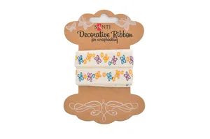 Gift wrapping tape "Santi" /741390/ cotton with a pattern "Colorful butterflies!", 2m (1/20/400)