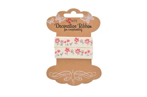 Gift wrapping tape "Santi" /741330/ cotton with "Fieldflowers" pattern, 2m (1/20/400)