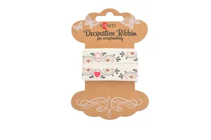 Gift wrapping tape "Santi" /741332/ cotton with "Bird call" pattern, 2m (1/20/400)