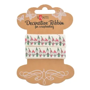 Ribbon for wrapping gifts "Santi" /741318/ cotton with a pattern "Christmas dance", 2m (1/20/400)