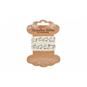 Gift wrapping tape "Santi" /741324/ cotton with "Keys" pattern, 2m (1/20/400)