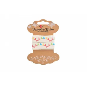 Ribbon for wrapping gifts "Santi" /741326/ cotton with a pattern "Holiday mood", 2m (1/20/400)
