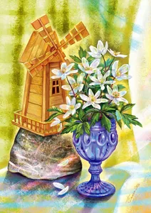 Diamond mosaic "JO" /GB73395/ "Bouquet and mill" roll, 30*40cm