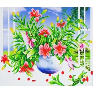 Diamond mosaic "JO" /GB70543/ "Bouquet in a blue vase" roll, 30*40cm