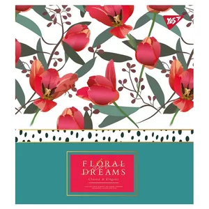 Student's notebook "YES" 48 sheets == /765290/ "Floral dreams" gold foil+soft-touch+UV selection. (5/100)