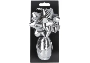 Ribbon and bow for gift wrapping "Maxi" /SB003-SP-Silver/ silver, bow d:8.89cm, ribbon 10m (1/24/144)
