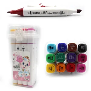 Set of sketch markers /222-12/ "Mouse" 12 pcs. 12 circles. round/beveled end. plastic. pack with ethics (1/10/80)
