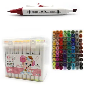 A set of sketch markers /222-80/ "Mouse" 80 pcs. 80 colors. round/beveled on plastic. pack with ethics (1/12)