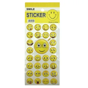 Soft plastic sticker with foil /Y-Z*/308/ 10*24cm "smiley mix" (12)