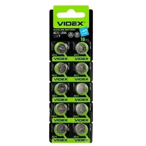 Battery "Videx" /AG13/10bl/666/ alkaline, 1.5V, coin 11.5*5.2mm (10/100)