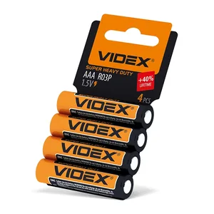 Battery "Videx" /R03/423/ 4shrink salt, 1.5V, little finger (4/40)