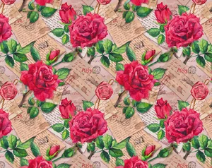 Chalked packaging paper "Unison" /PVM10-222/ "leaves in roses" 0.7*1 m, 10 sheets.