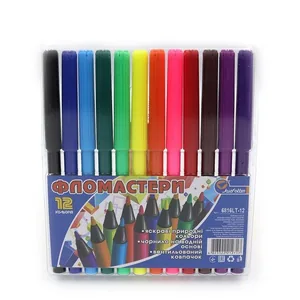 Felt-tip pens "JO" 12 pcs. /6816-12LT/ "Rainbow" in hard PVC, with vent. cup (1/12/192)