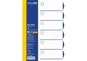 Dividers colored A4, 6 sections "Economix" /E30806/ plastic (1/50)