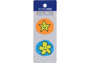Index registers "Economix" /E20969-02/ PLASTIC, 35x40 mm, Fun flower and star, 40 pcs., assorted (1/48/1152)