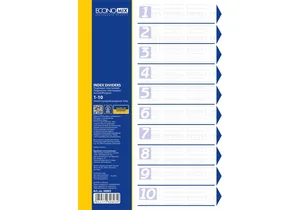 Dividers colored A4, 10 sections "Economix" /E30803/ plastic (1/25)