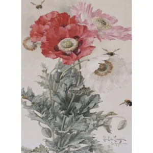Diamond mosaic "Go to art" /189730/ "Poppies and bees" 20*30 cm on a stretcher